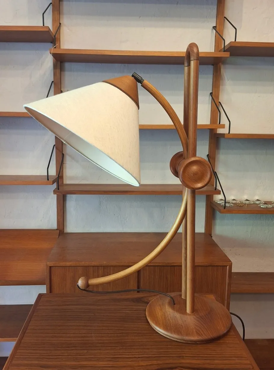 Best Pamono Large Multi-Adjustable Table Lamp in Teak from Domus, Denmark, 1970s