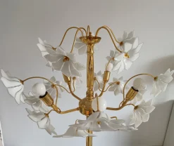 New Pamono Large Murano Flower Floor Lamp, Italy, 1970s