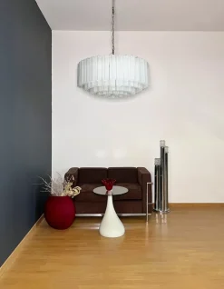 Best Pamono Large Murano Glass Pendant in Acid-Etched Glass Tubes, 1990s