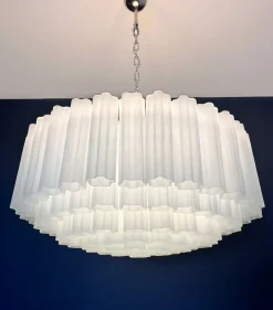 Best Pamono Large Murano Glass Pendant in Acid-Etched Glass Tubes, 1990s