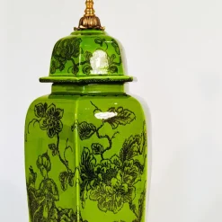 Best Pamono Large Oriental-Style Ceramic Table Lamp, 1960s