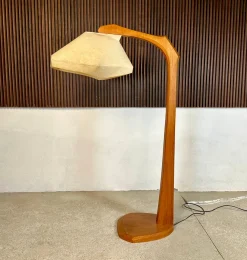 Discount Pamono Large Sculptural Anthroposophical Wood and Parchment Arc Floor Lamp, Dornach, Germany, 1950s