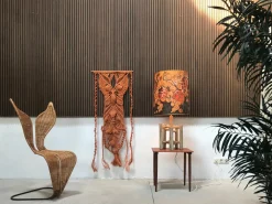 Best Pamono Large Sculptural Ceramic Table Lamp with Batik Shade, 1960s