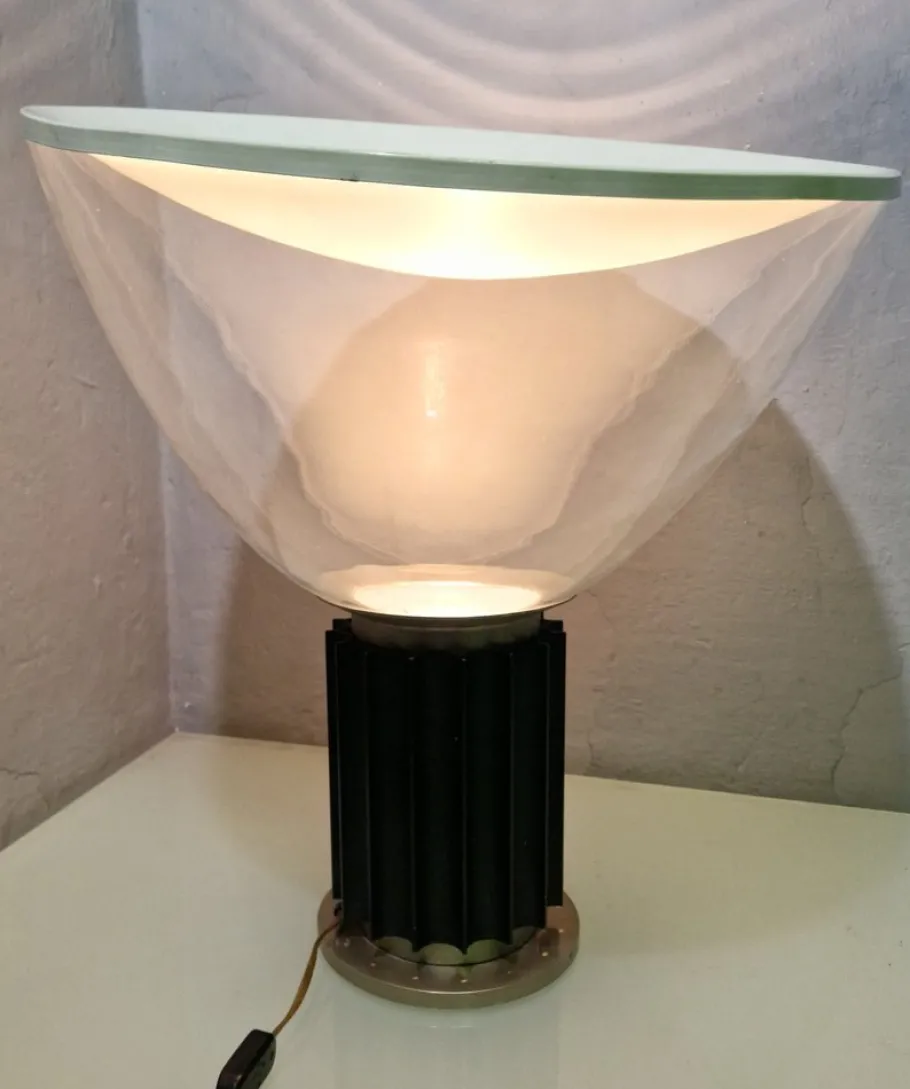 Clearance Pamono Large Taccia Table Lamp in Glass by Achille Castiglioni for Flos, 1960s