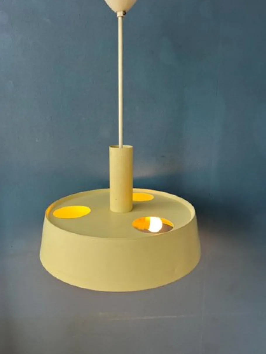 Best Pamono Large Vintage Beige Pendant Lamp by Louis Kalff