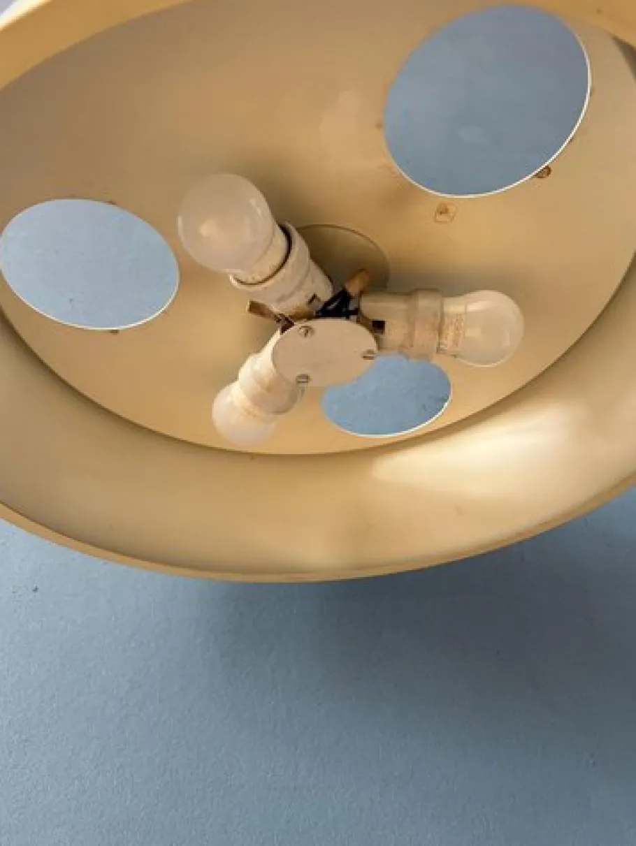 Best Pamono Large Vintage Beige Pendant Lamp by Louis Kalff