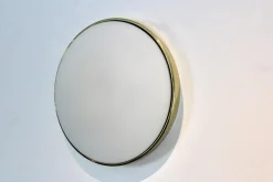 Best Pamono Large Vintage Brass and Opaline Glass Wall Light by Glashütte Limburg, 1960s