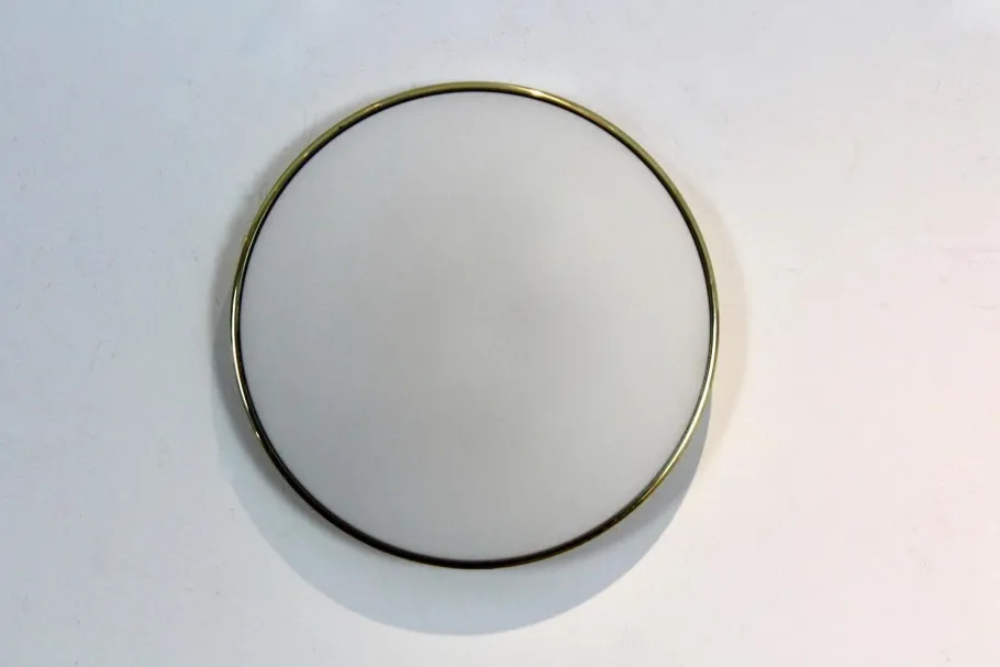 Best Pamono Large Vintage Brass and Opaline Glass Wall Light by Glashütte Limburg, 1960s