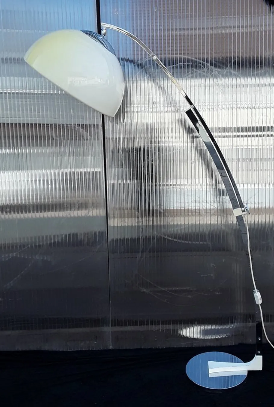 Online Pamono Large Vintage German Arch Lamp with Chrome-Plated Frame, Cream-White Foot on Chrome-Plated Base Plate & Original Cream-White Plastic Screen from from Sölken, 1960s