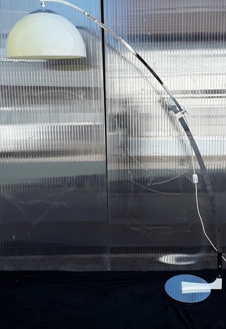 Online Pamono Large Vintage German Arch Lamp with Chrome-Plated Frame, Cream-White Foot on Chrome-Plated Base Plate & Original Cream-White Plastic Screen from from Sölken, 1960s