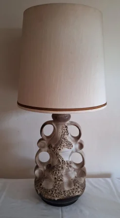 Clearance Pamono Large Vintage German Table Lamp with Gray-Brown Ceramic Base, 1970s
