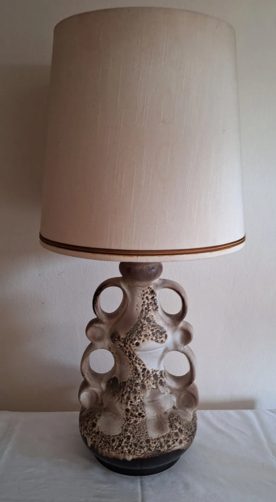 Clearance Pamono Large Vintage German Table Lamp with Gray-Brown Ceramic Base, 1970s