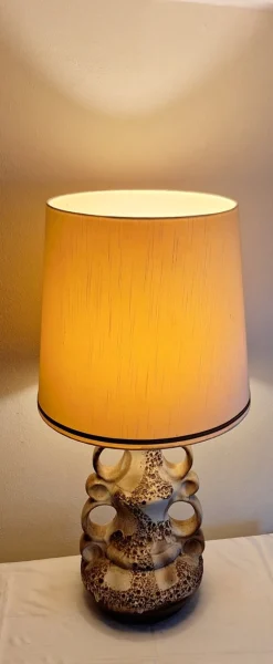 Clearance Pamono Large Vintage German Table Lamp with Gray-Brown Ceramic Base, 1970s