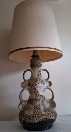 Clearance Pamono Large Vintage German Table Lamp with Gray-Brown Ceramic Base, 1970s
