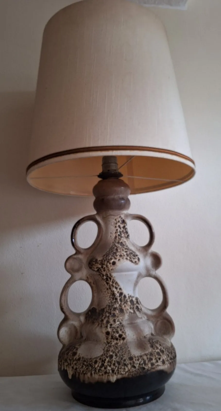 Clearance Pamono Large Vintage German Table Lamp with Gray-Brown Ceramic Base, 1970s