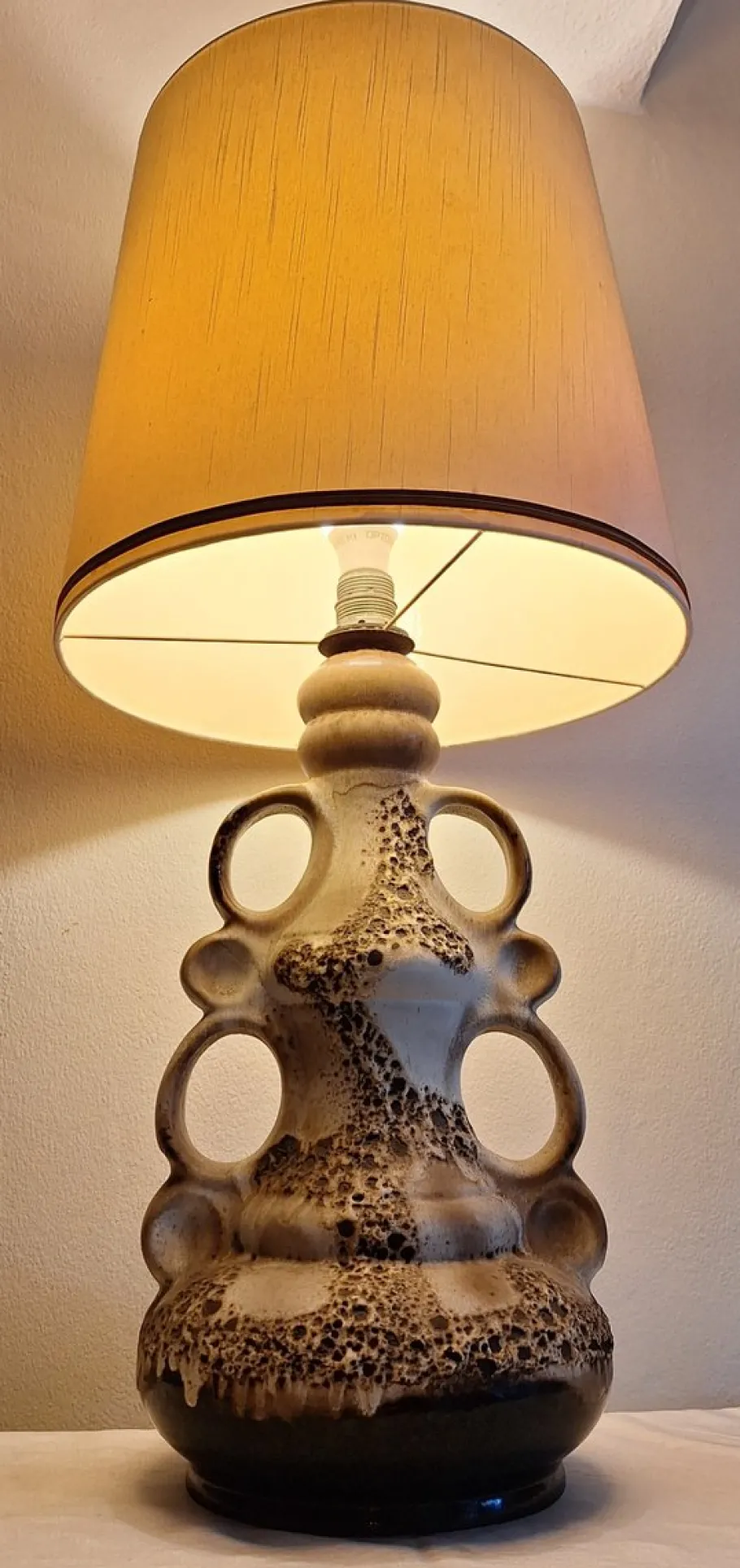 Clearance Pamono Large Vintage German Table Lamp with Gray-Brown Ceramic Base, 1970s