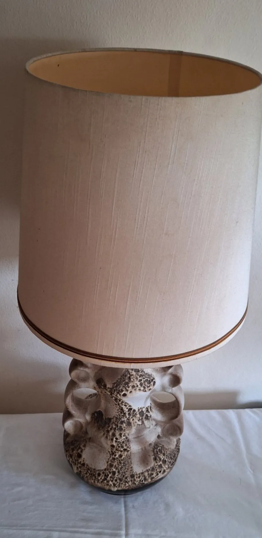 Clearance Pamono Large Vintage German Table Lamp with Gray-Brown Ceramic Base, 1970s