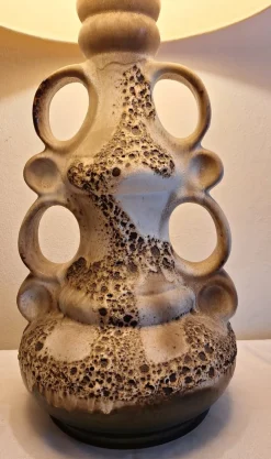 Clearance Pamono Large Vintage German Table Lamp with Gray-Brown Ceramic Base, 1970s