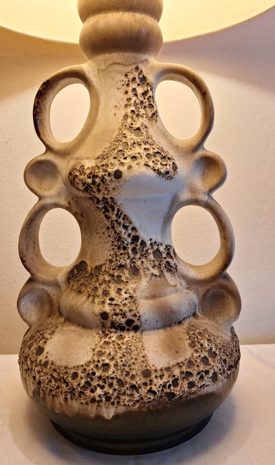 Clearance Pamono Large Vintage German Table Lamp with Gray-Brown Ceramic Base, 1970s