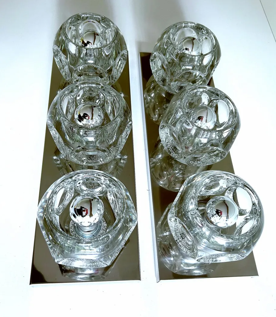 Best Pamono Large Vintage Glass Sconces from Peill & Putzler, 1970s, Set of 2