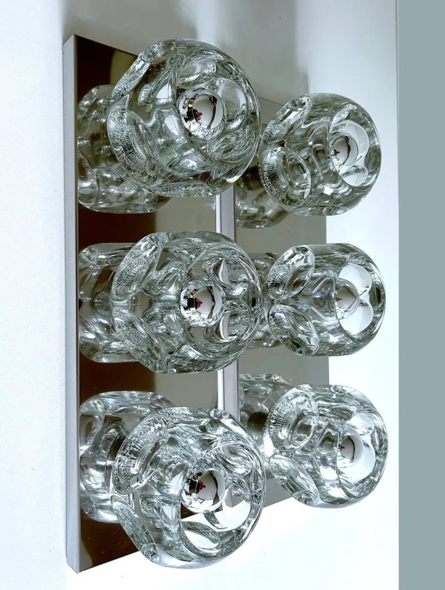 Best Pamono Large Vintage Glass Sconces from Peill & Putzler, 1970s, Set of 2