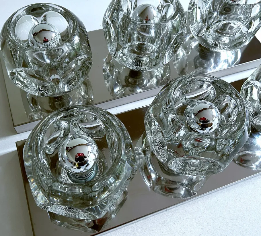 Best Pamono Large Vintage Glass Sconces from Peill & Putzler, 1970s, Set of 2