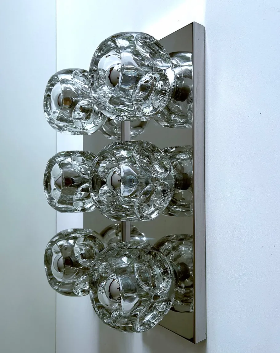 Best Pamono Large Vintage Glass Sconces from Peill & Putzler, 1970s, Set of 2