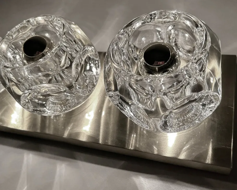 Best Pamono Large Vintage Glass Sconces from Peill & Putzler, 1970s, Set of 2