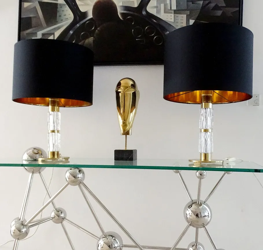 Best Pamono Large Vintage Glass Table Lamps from Kaiser, Set of 2