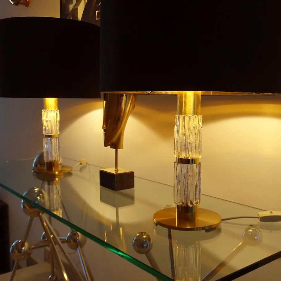 Best Pamono Large Vintage Glass Table Lamps from Kaiser, Set of 2