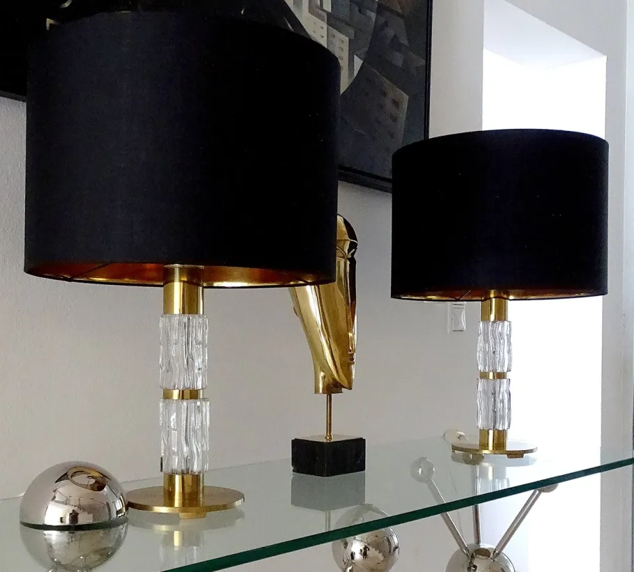 Best Pamono Large Vintage Glass Table Lamps from Kaiser, Set of 2