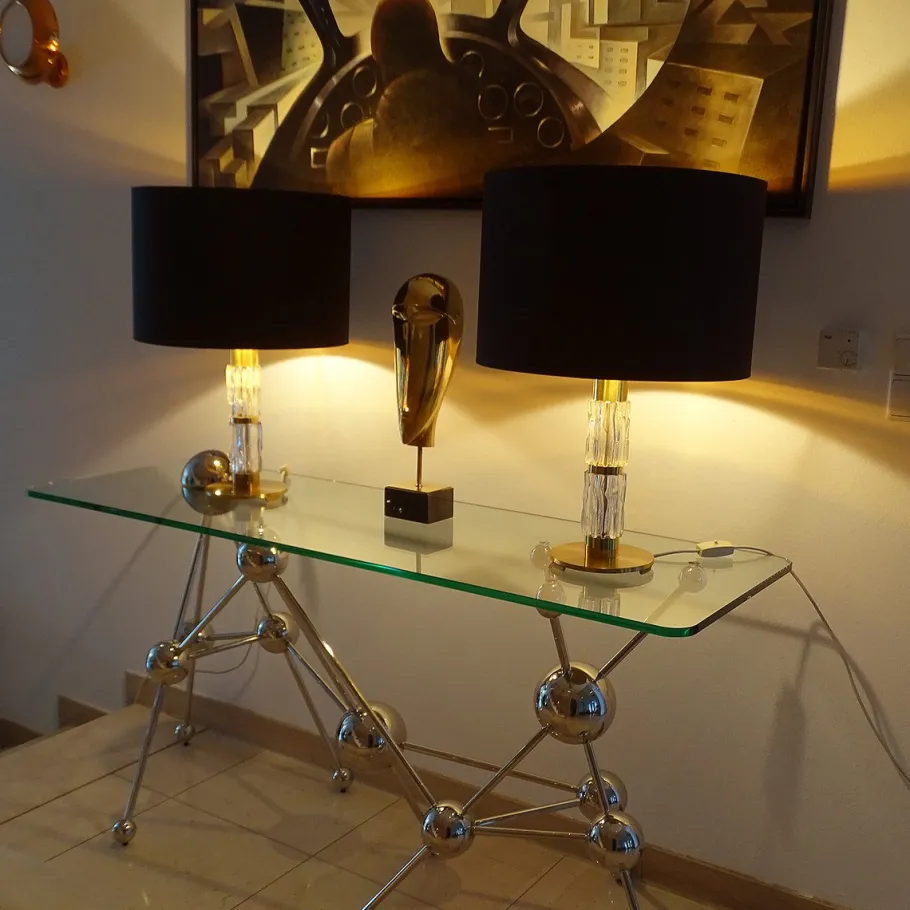 Best Pamono Large Vintage Glass Table Lamps from Kaiser, Set of 2