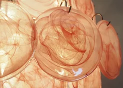 Best Pamono Large Vintage Italian Murano Chandelier with Pink Alabaster Disks, 1990s