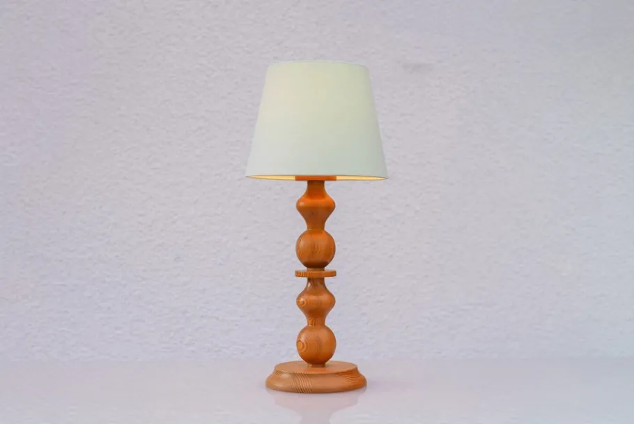 Clearance Pamono Large Vintage Pine Table Lamp from Markslöjd, 1970s