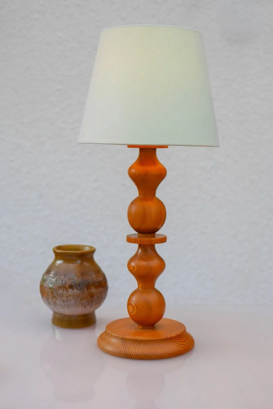 Clearance Pamono Large Vintage Pine Table Lamp from Markslöjd, 1970s