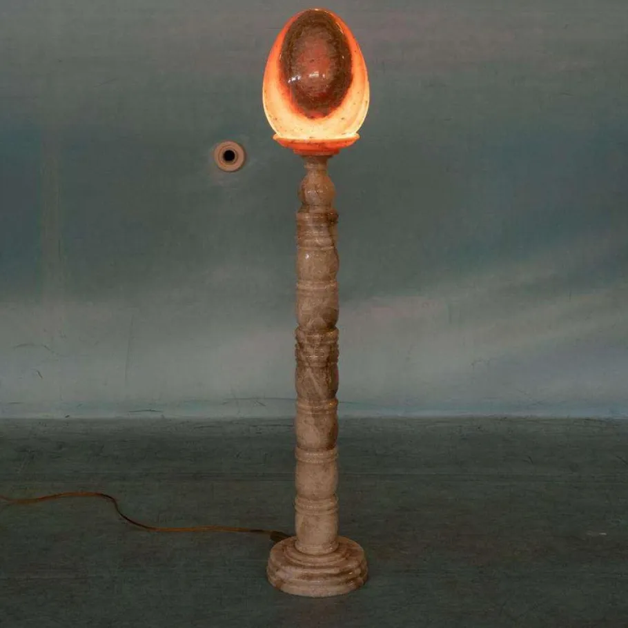 Hot Pamono Large Vintage Stone Floor Lamp in Alabaster