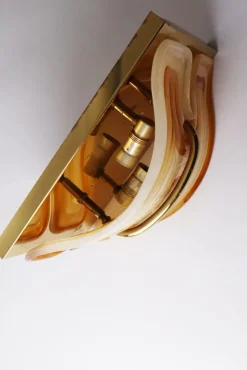 Best Pamono Large Wall Lamp in Crystal & Brass from Cosack, 1970s