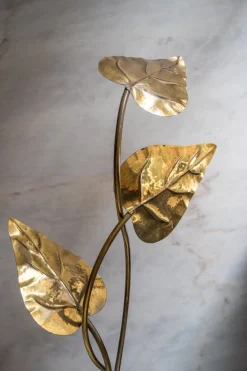 Hot Pamono Leaf-Shaped Floor Lamp in Brass attributed to Tommaso Barbi, Italy, 1970