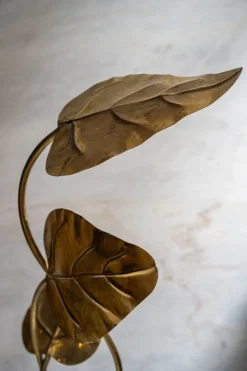 Hot Pamono Leaf-Shaped Floor Lamp in Brass attributed to Tommaso Barbi, Italy, 1970