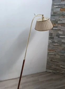 Outlet Pamono Leather Sheathed Floor Lamp attributed to FJB Corsini for Metalarte, 1950s