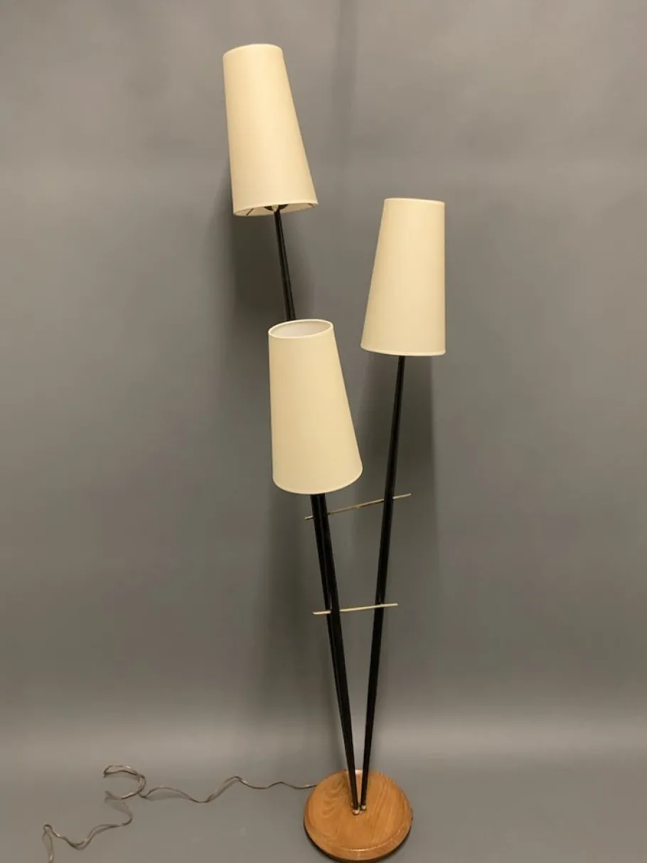 Outlet Pamono 3-Light Floor Lamp, France, 1950s