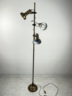 Best Pamono 3-Light Floor Lamp in Brass and Aluminum, Italy, 1970s