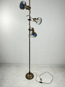 Best Pamono 3-Light Floor Lamp in Brass and Aluminum, Italy, 1970s