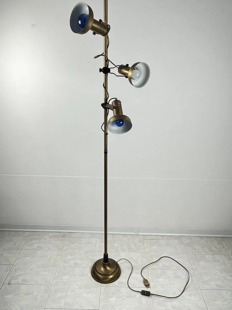 Best Pamono 3-Light Floor Lamp in Brass and Aluminum, Italy, 1970s