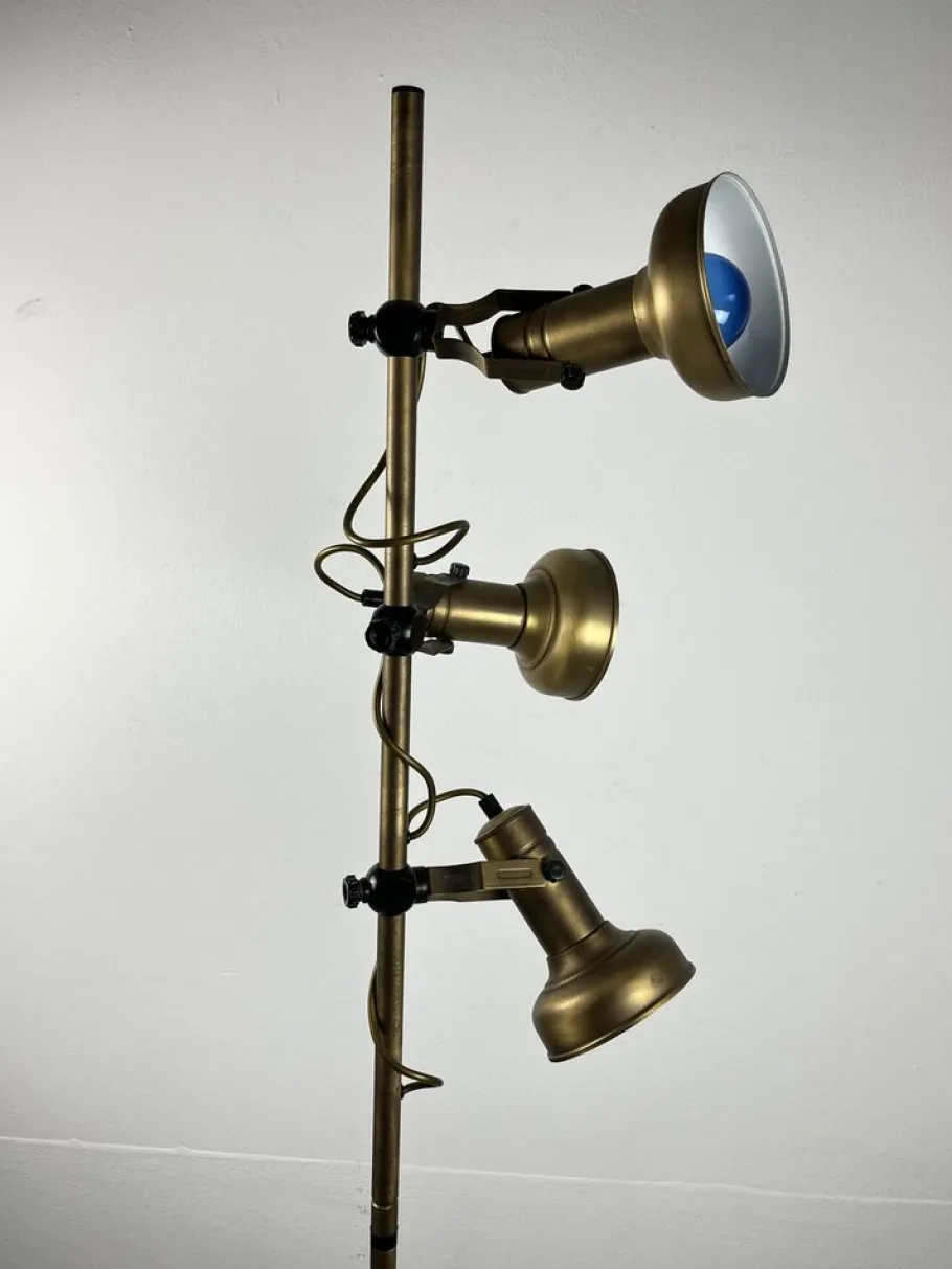 Best Pamono 3-Light Floor Lamp in Brass and Aluminum, Italy, 1970s