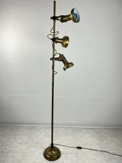 Best Pamono 3-Light Floor Lamp in Brass and Aluminum, Italy, 1970s