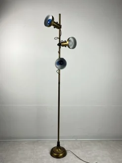 Best Pamono 3-Light Floor Lamp in Brass and Aluminum, Italy, 1970s