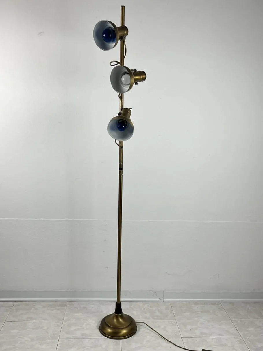 Best Pamono 3-Light Floor Lamp in Brass and Aluminum, Italy, 1970s