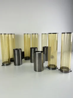 Best Pamono Long Double-Light Wall Lamps in Murano Glass and Steel, 1980s, Set of 4