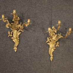 Best Pamono Louis XV French Wall Lights in Gilded Bronze, 1950s, Set of 2